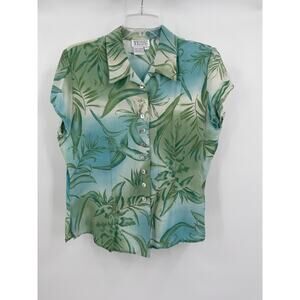 Tess Womens‎ Shirt Size L Silk Tropical Vacation Resort Cruise Island Style